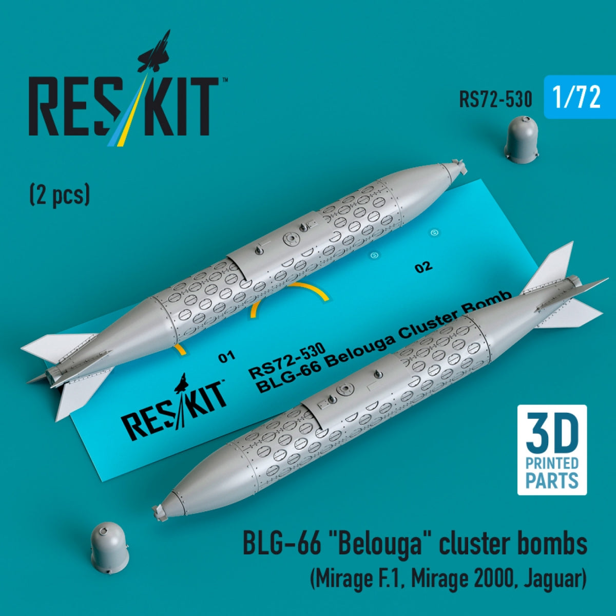 RESKIT RS72-0530 BLG-66 "Belouga" cluster bombs (2 pcs) (3D Printed) 1/72