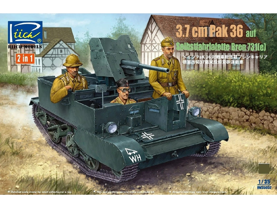 Riich RV35032 3,7 cm PaK 36 auf Selbstfahrlafette Bren 731 1/35