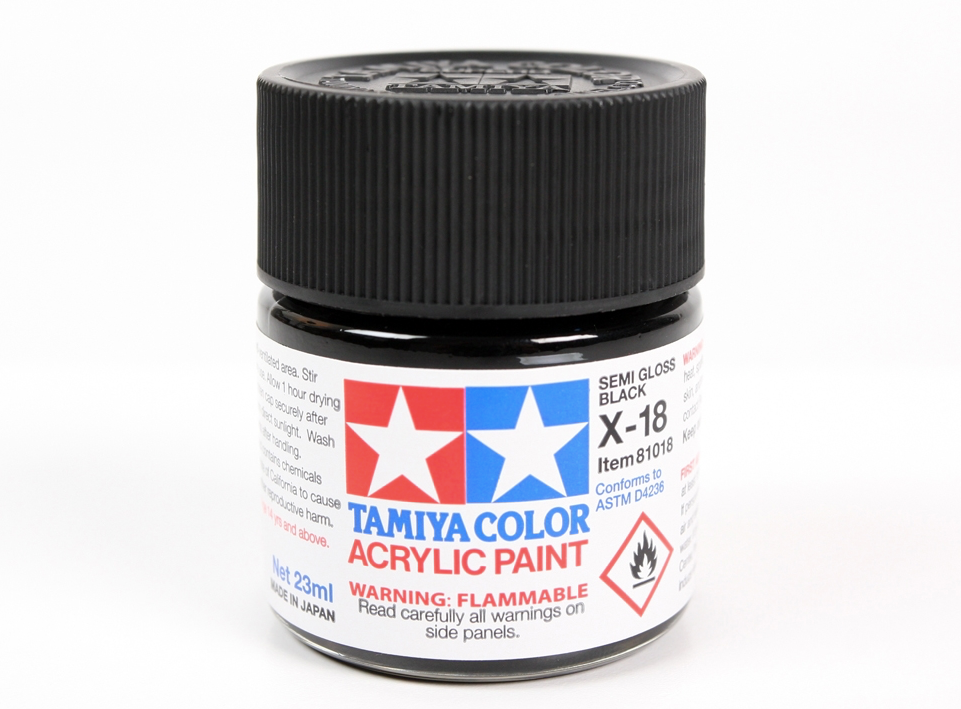 Tamiya 81018 Acryl X-18 Semi Gloss Black 23ml – immagine 2