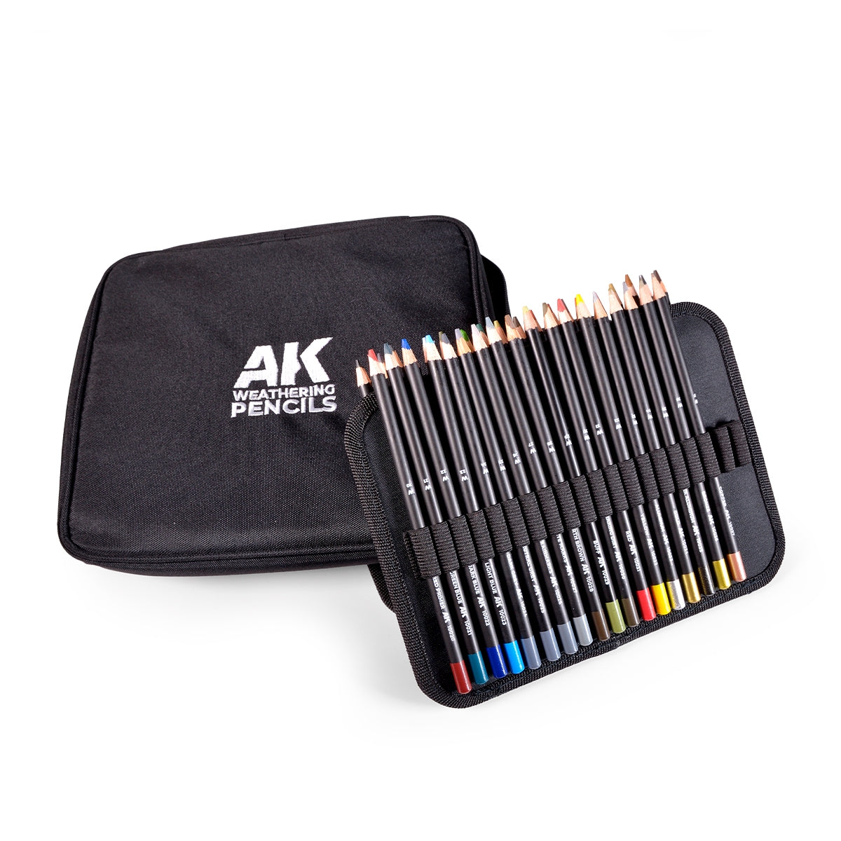 AK Interactive AK110050 WEATHERING PENCILS FULL RANGE CLOTH CASE WITH A ZIPPER