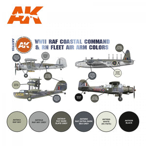 AK Interactive AK11728 WWII RAF COASTAL COMMAND &amp;amp; RN FLEET AIR ARM COLORS 6x17 ml – immagine 2