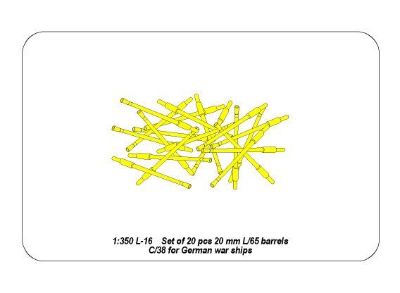 Aber 350L-16 Set of 20 pcs 20 mm L/65 barrels C/38 for German ships 1/350 – Bild 4