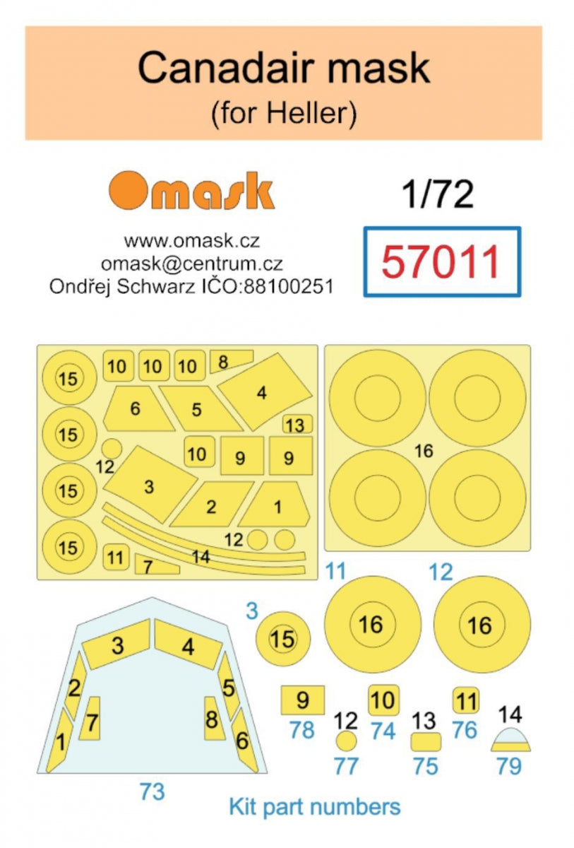 Omask 57011 CANADAIR mask (for Heller) 1/72