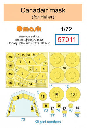 Omask 57011 Masque CANADAIR (pour Heller) 1/72