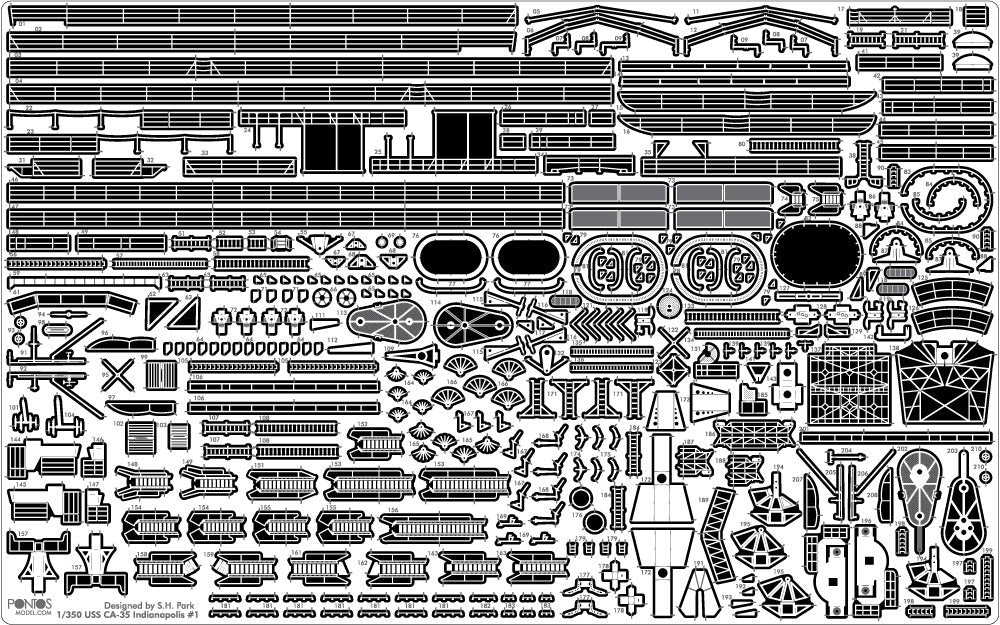 Pontos 35017F1 USS CA-35 Indianapolis 1945 Detail Up Set 1/350 – immagine 12