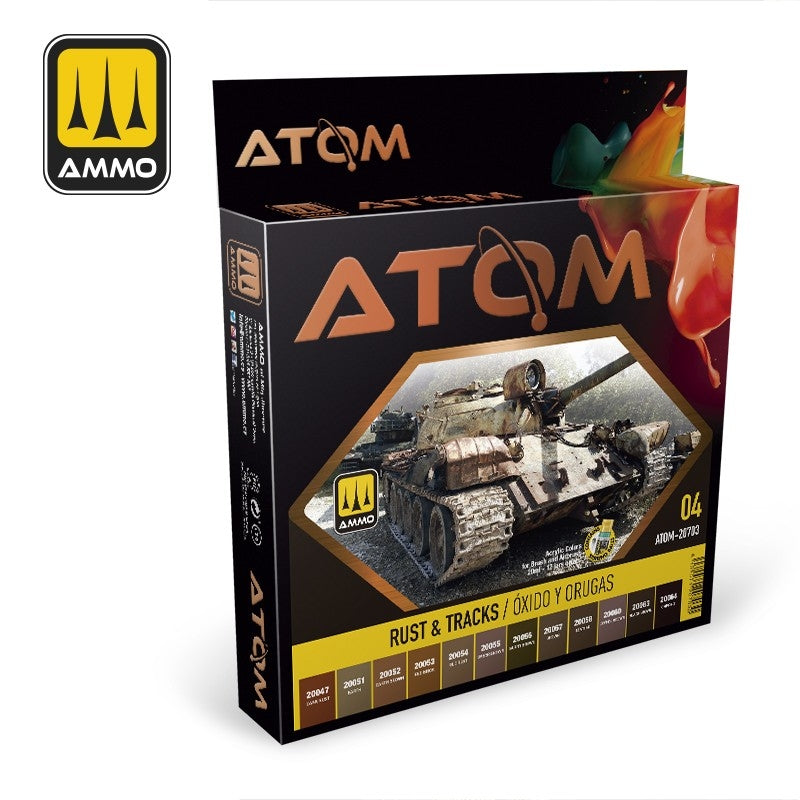 AMMO of Mig Jimenez ATOM 20703 Rust &amp; Tracks Set 12 x 20 ml
