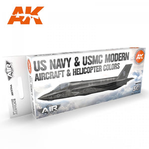 AK Interactive AK11744 Couleurs modernes des avions et hélicoptères de l&amp;#39;US Navy et de l&amp;#39;USMC 8 x 17 ml