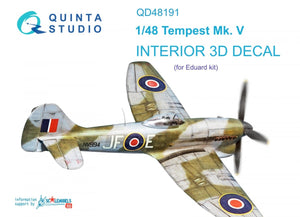 Quinta Studio QD48191 Tempest Mk.V 3D-Printed &amp;amp; coloured Interior on decal paper (Eduard) 1/48
