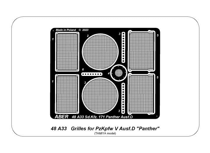 Aber 48A33 Grilles pour Panther D 1/48  – image 2