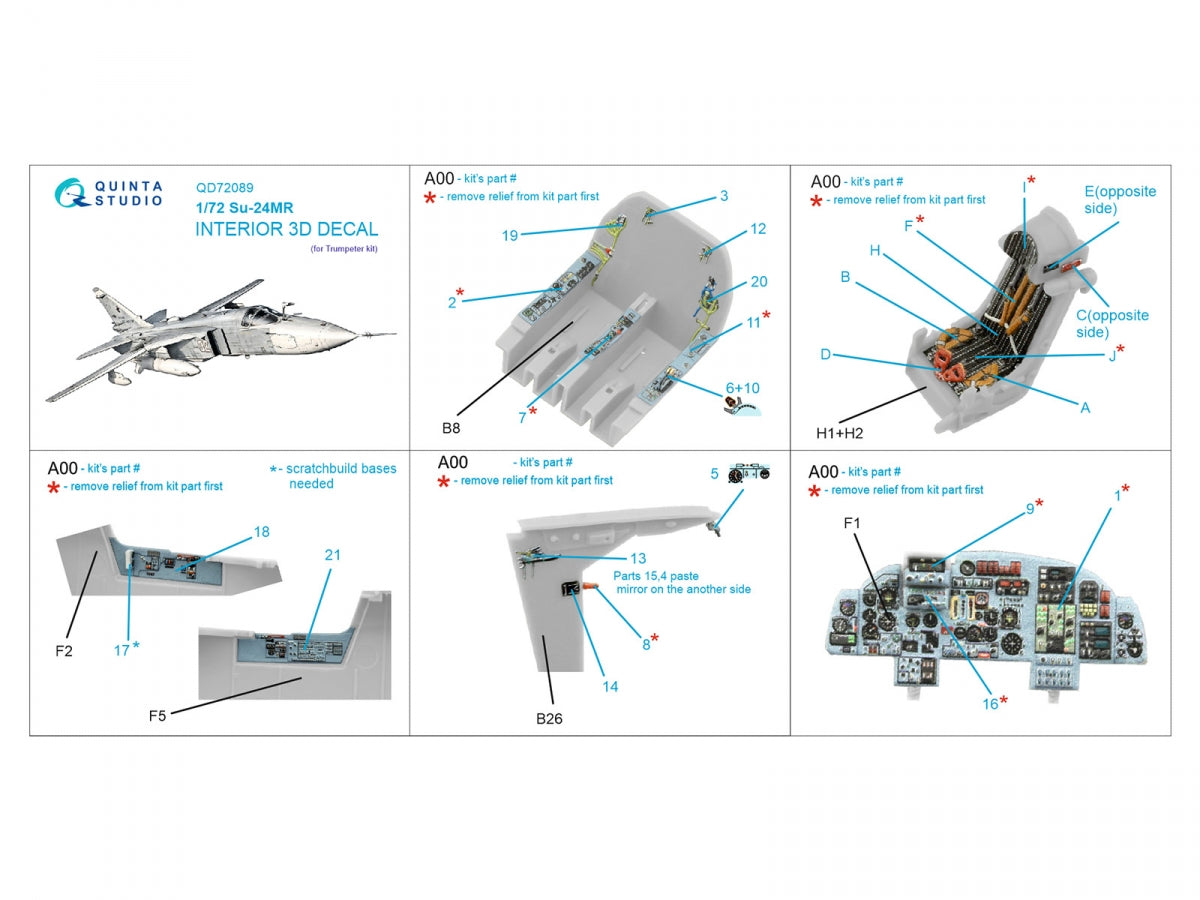Quinta Studio QD72089 Su-24MR 3D-Printed &amp;amp; colored Interior on decal paper (Trumpeter) 1/72 – image 2