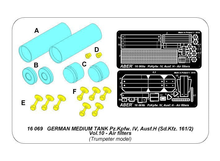 Aber 16069 GERMAN MEDIUM TANK Pz.Kpfw. IV, Ausf.H (Sd.Kfz. 161/2) Vol.10 - Air filters 1/16 – zdjęcie 15