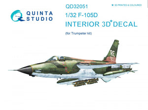 Quinta Studio QD32051 F-105D 3D-Printed &amp;amp; coloured Interior on decal paper (for Trumpeter kit) 1/32
