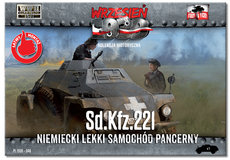 First to Fight PL048 Niemiecki Lekki Samochód Pancerny Sd.Kfz.221 1/72 – immagine 2