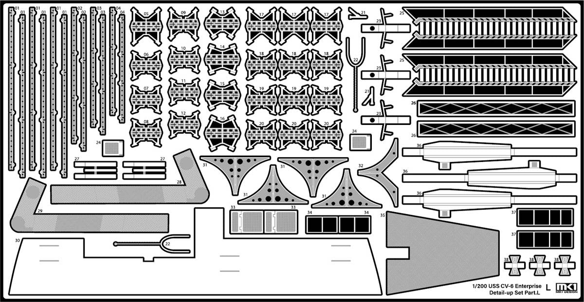 MK1 Design MD-20022 USS CV-6 Enterprise DX with Full Wooden Deck for Trumpeter 1/200 – immagine 64