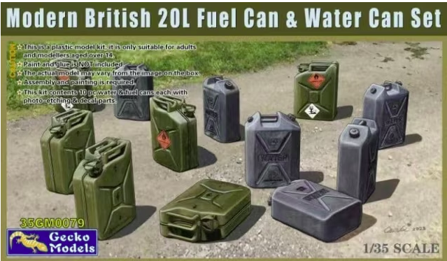 Gecko Models 35GM0079 Modern British 20L Fuel Can & Water Can Set 1/35