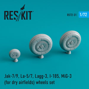 RESKIT RS72-0031 JAK-7/9, LA-5/7, LAGG-3, I-185, MIG-3 JEU DE ROUES POUR PISTES SECS 1/72