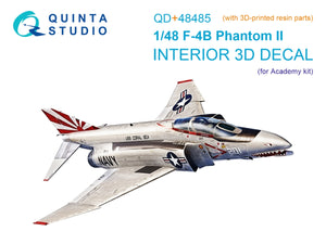 Quinta Studio QD+48485 F-4B Phantom II 3D-Printed &amp;amp; coloured Interior on decal paper (Academy) (with 3D-printed resin parts) 1/48