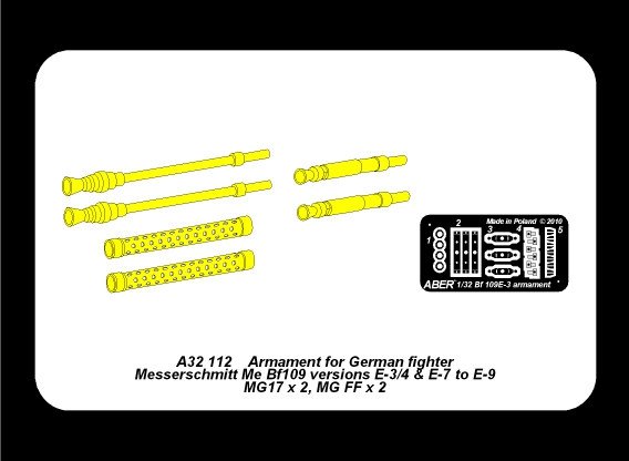 Aber A32112 Armament for German fighter Me 109E-3 to E-9 1/32 – immagine 5