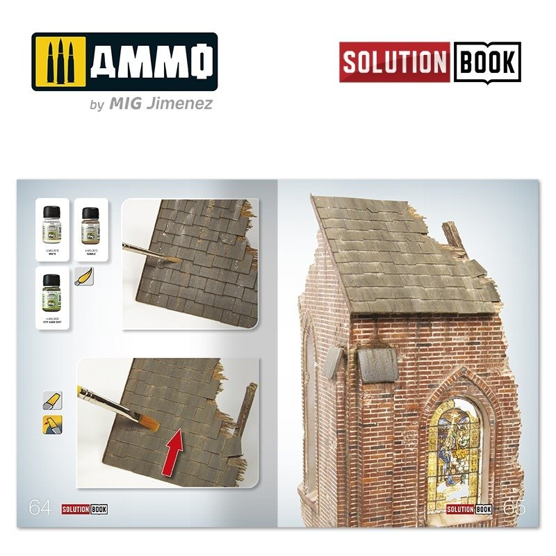 AMMO of Mig Jimenez 6510 How to Paint Brick Buildings. Colors &amp;amp; Weathering System Solution Book (Multilingual) – imagen 8
