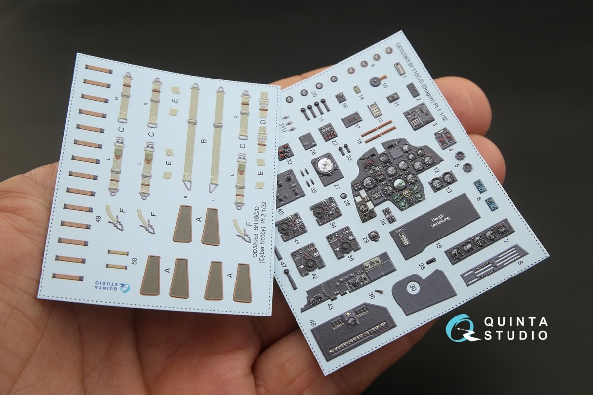 Quinta Studio QD32063 Bf 110C/D 3D-Printed &amp;amp; coloured Interior on decal paper (for Dragon kit) 1/32 – immagine 2