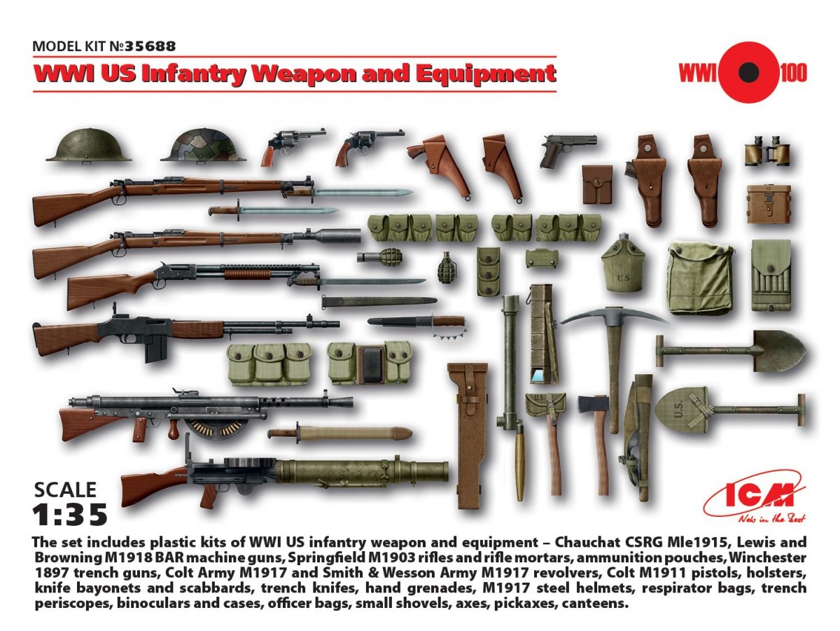 ICM 35688 Armes et équipements d&amp;#39;infanterie américaine de la Première Guerre mondiale (1/35)