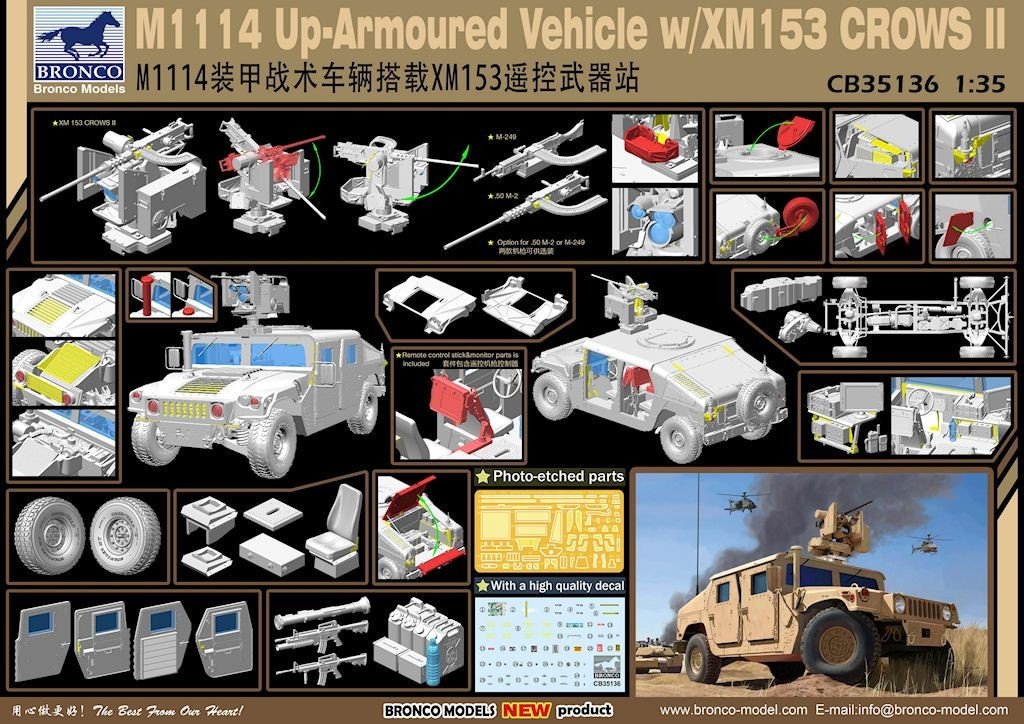 Bronco CB35136 M1114 Véhicule blindé amélioré avec XM153 CROWS II (1/35) – image 2