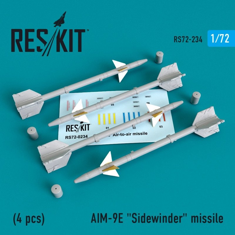RESKIT RS72-0234 AIM-9E "Sidewinder" missile (4 PCS) 1/72