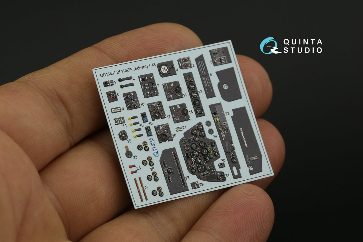 Quinta Studio QD48301 Bf 110E/F 3D-Printed &amp;amp; coloured Interior on decal paper (Eduard) 1/48 – immagine 12