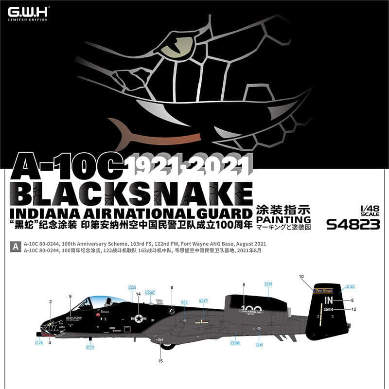 Great Wall Hobby S4823 A-10C Blacksnake Indiana Air National Guard 1/48 – immagine 4