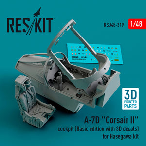 RESKIT RSU48-0319 Cockpit A-7D « Corsair II » (Édition de base avec décalcomanies 3D) pour maquette Hasegawa (Impression 3D) 1/48 – image 2