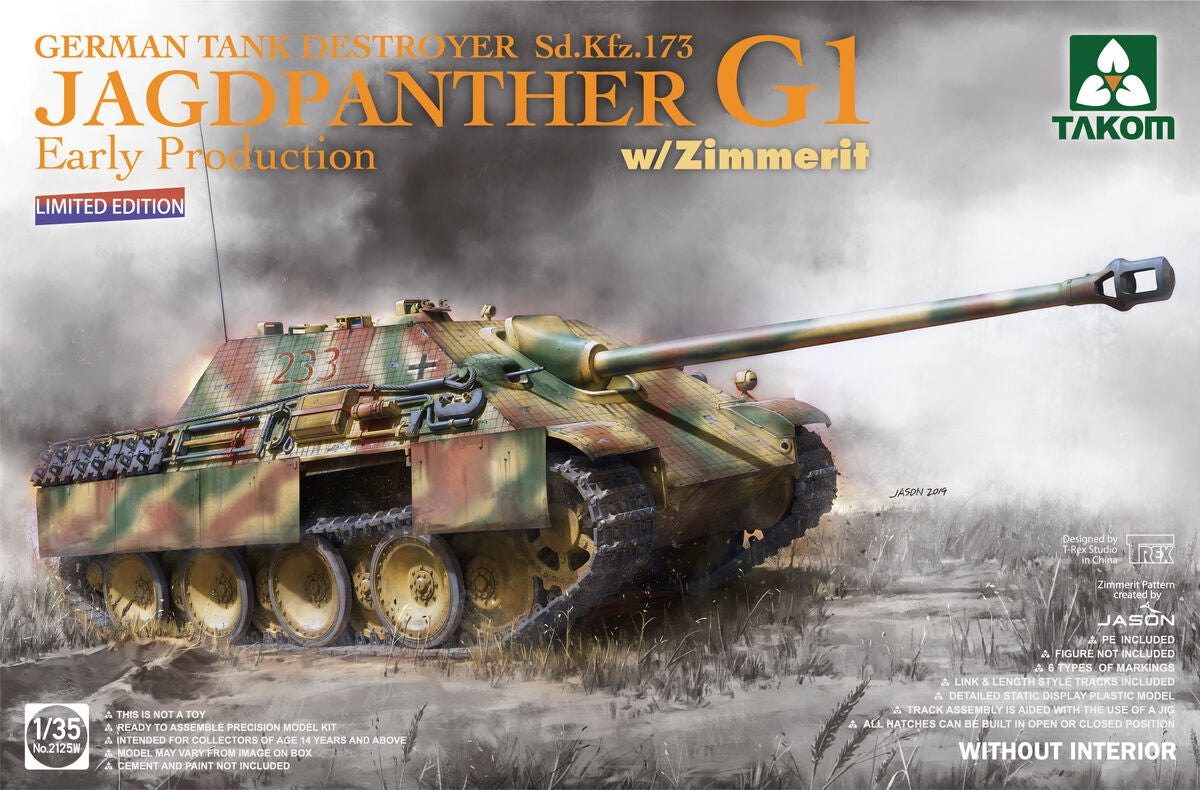 Takom 2125W chasseur de chars allemand Sd.Kfz. 173 Jagdpanther G1 Première production avec Zimmerit 1/35