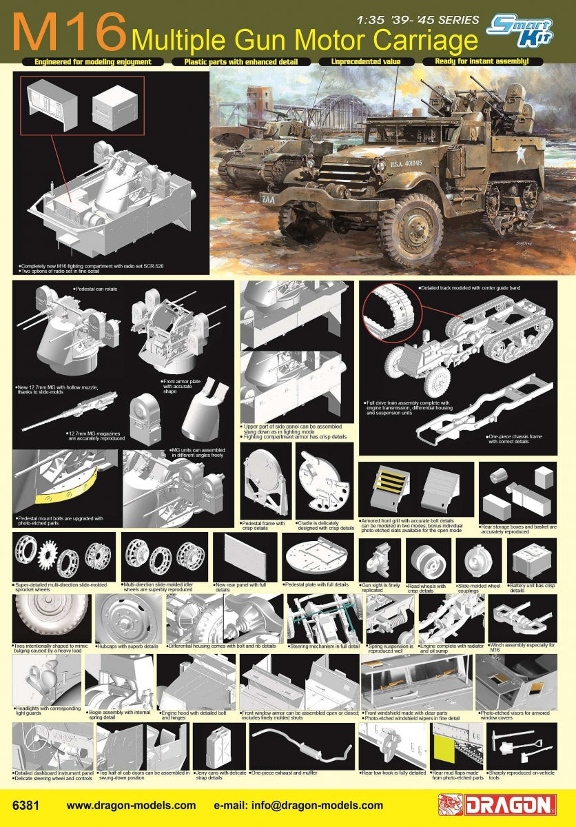 Dragon 6381 M16 Multiple Gun Motor Carriage Smart Kit 1/35