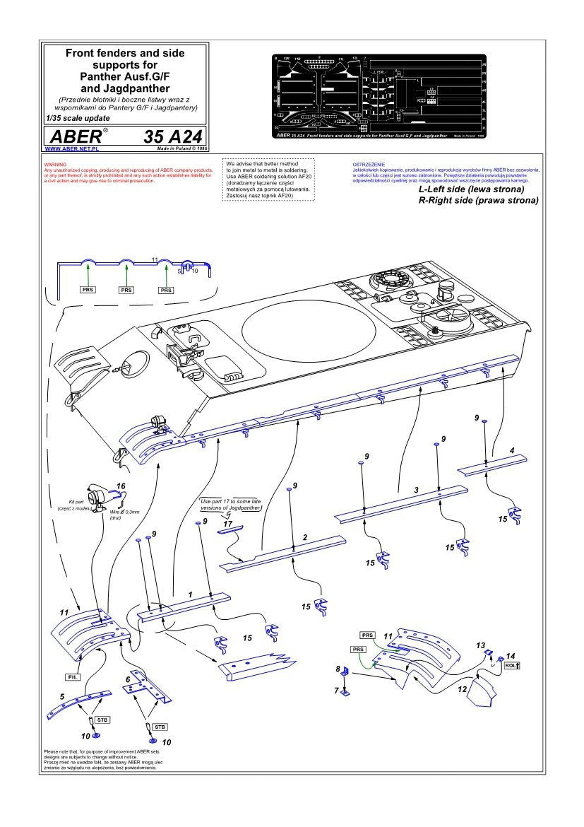 Aber 35A024 Ailes avant et jupes latérales pour Panther, Ausf.G et Jagdpanther (1/35) – image 4
