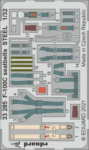 Eduard 33285 F-100C seatbelts STEEL TRUMPETER 1/32