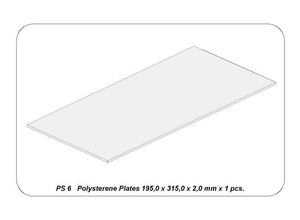 Aber PS-6 Płyty z białego polistyrenu 195 x 315 x 2,00 po 1 szt. / Polystyrene plates 195 x 315 x 2,00 mm x 1 pcs. – imagen 2