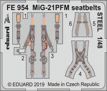 Eduard FE954 MiG-21PFM seatbelts STEEL 1/48 EDUARD