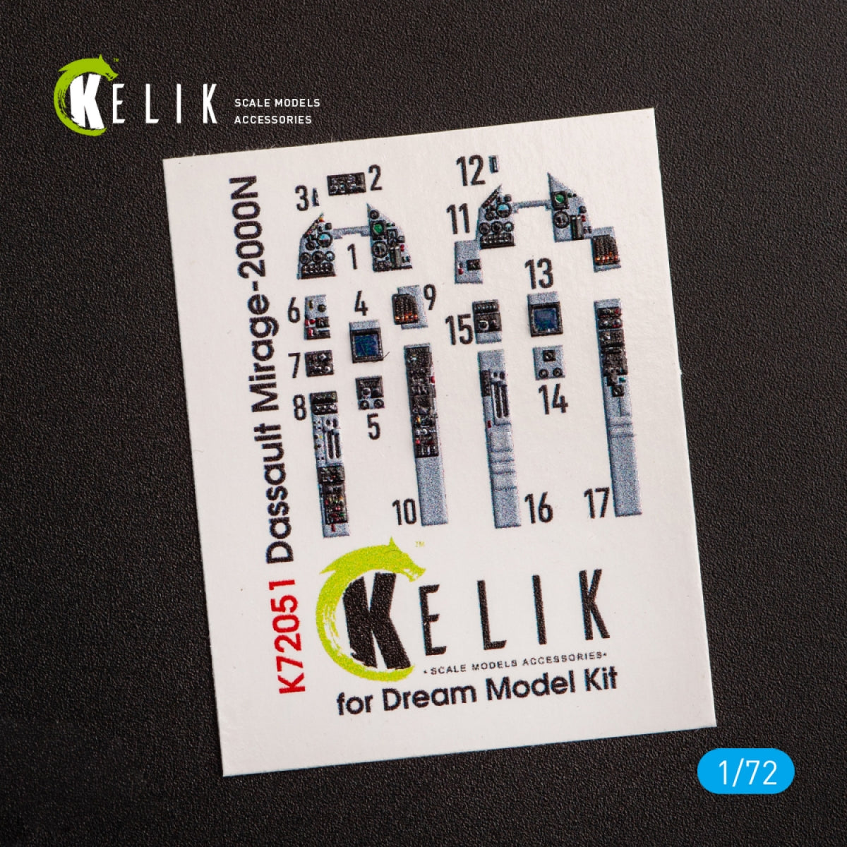 Kelik K72051 Mirage - 2000N - interior 3D decals for Dream Model kit 1/72