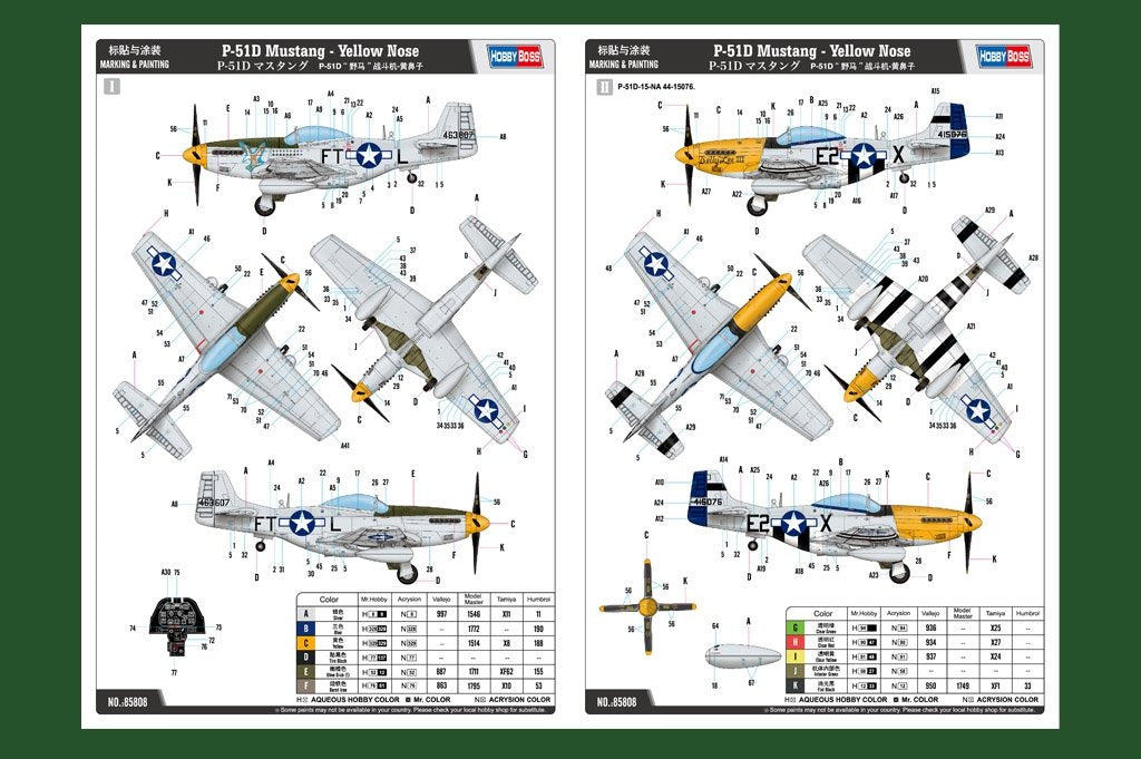 Hobby Boss 85808 North-American P-51D Mustang Yellow Nose 1/48 – Bild 4