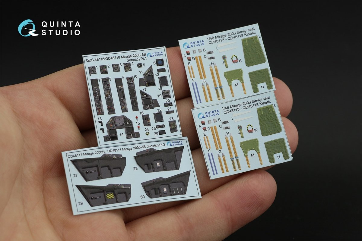Quinta Studio QD48118 Mirage 2000-5B 3D-Printed &amp;amp; coloured Interior on decal paper (Kinetic) 1/48 – immagine 11