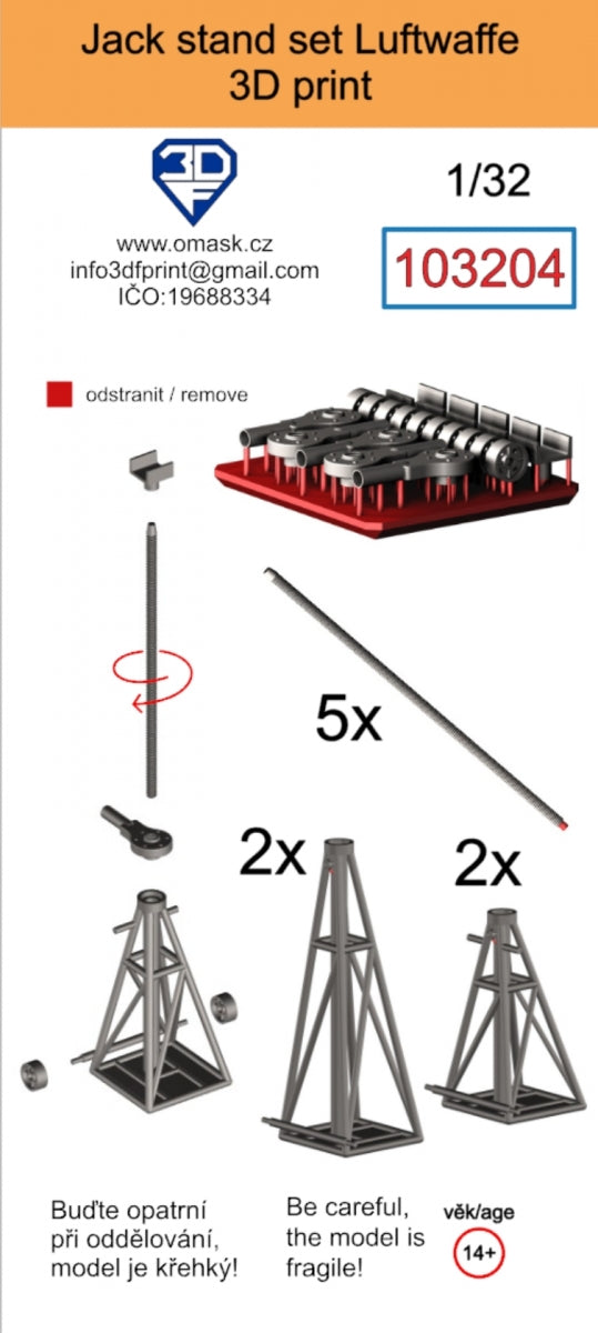 Omask 103204 Jack stand set Luftwaffe (3D print) 1/32 – imagen 2