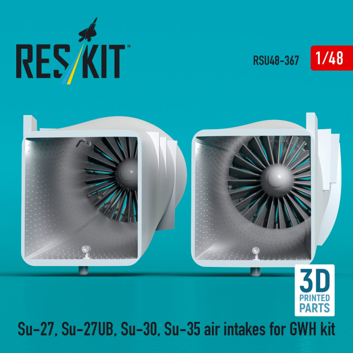 RESKIT RSU48-0367 Su-27, Su-27UB,30,35 air intakes for GWH kit (3D Printed) 1/48