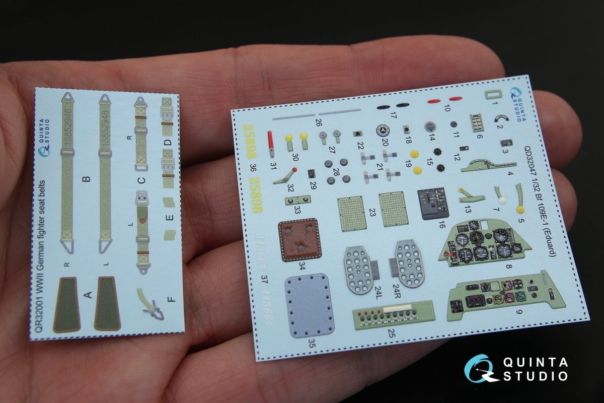 Quinta Studio QD32047 Bf 109E-1 3D-Printed &amp;amp; coloured Interior on decal paper (for Eduard kit) 1/32 – Bild 2