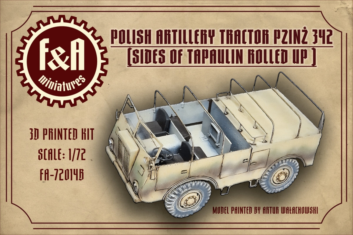 F&A Miniatures FA-72014B Pzinż 342 ciągnik plandeka podwinięte boczne klapy 1/72
