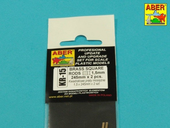 Aber KR-15 Kwadratowe pręty mosiężne 1,5 mm długość 245mm x 2 szt. / Brass square rods 1,5 mm length 245mm x2 pcs. – immagine 4