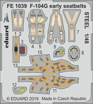 Eduard FE1039 F-104G early seatbelts STEEL 1/48 KINETIC MODEL