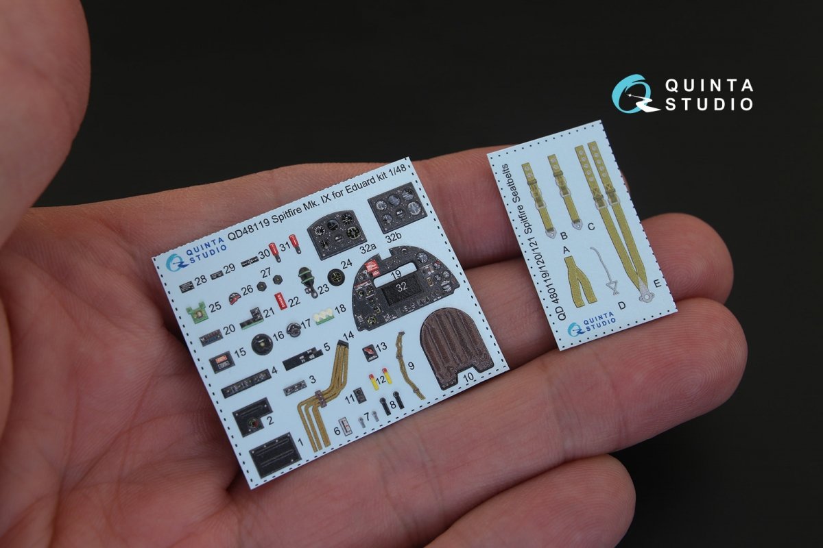 Quinta Studio QD48119 Spitfire Mk.IX 3D-Printed &amp;amp; colored Interior on decal paper (for Eduard kit) 1/48 – image 2