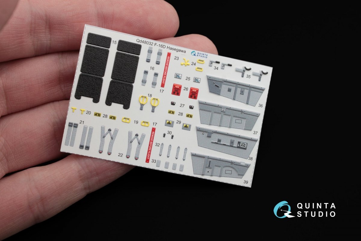 Quinta Studio QD48032 F-16D 3D-Printed &amp;amp; coloured Interior on decal paper (for Hasegawa kit) 1/48 – immagine 4