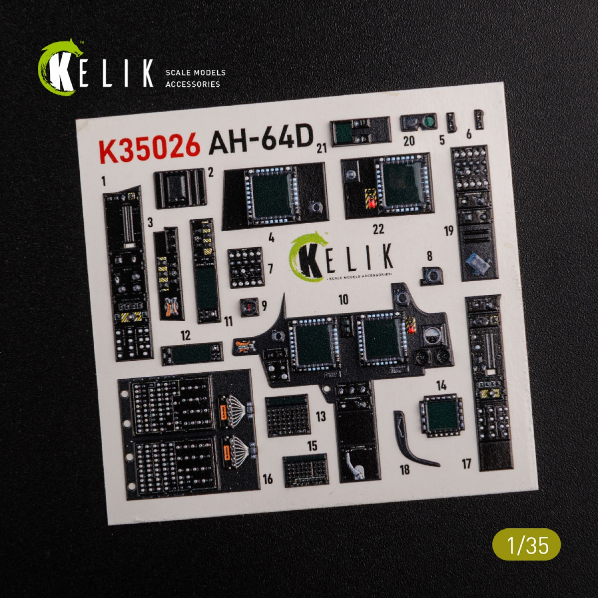 KELIK K35026 AH-64D Apache interior 3D decals for Meng kit 1/35 – zdjęcie 2