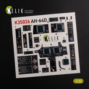KELIK K35026 AH-64D Apache interior 3D decals for Meng kit 1/35 – zdjęcie 2