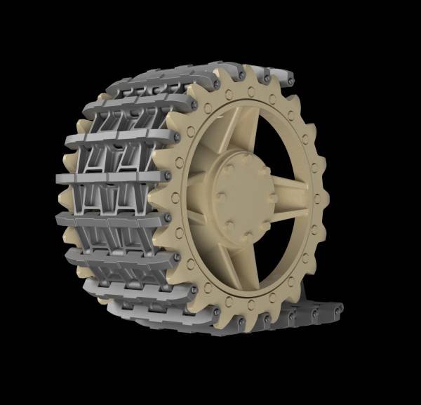 Panzer Art TR35-017 Entwicklungfahrzeug E-10 tracks + correct drive wheels 1/35 – Bild 2
